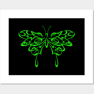 Tribal butterfly (green) Posters and Art